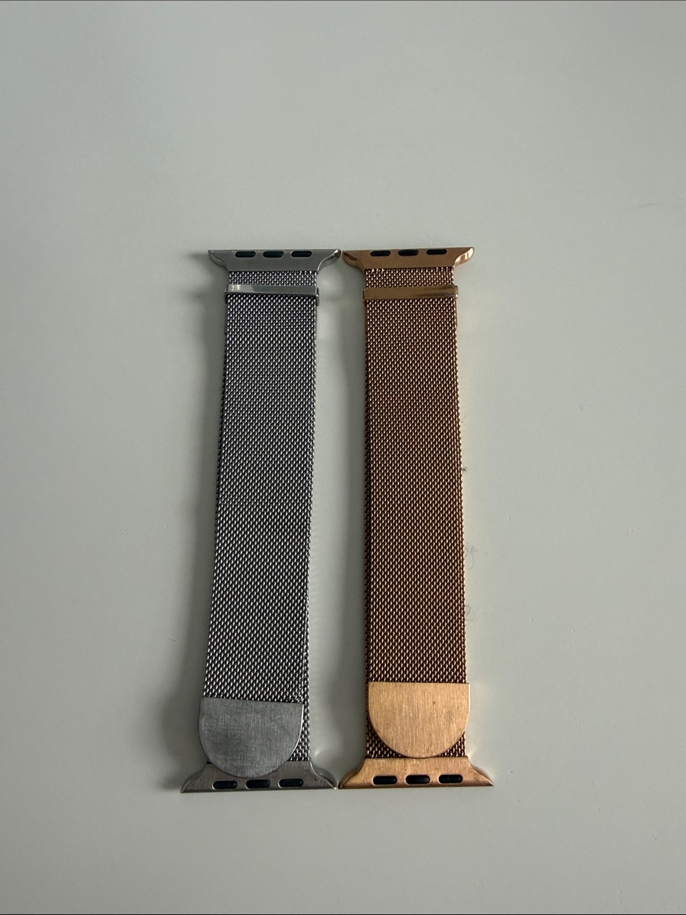 Stainless Steel Mesh Apple Watch Bands - Silver and Rose Gold